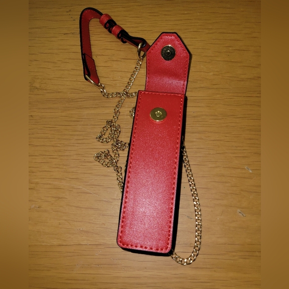 ❤️‍🔥Christian Louboutin Red Lipstick Case w gold tone chain - Picture 12 of 15